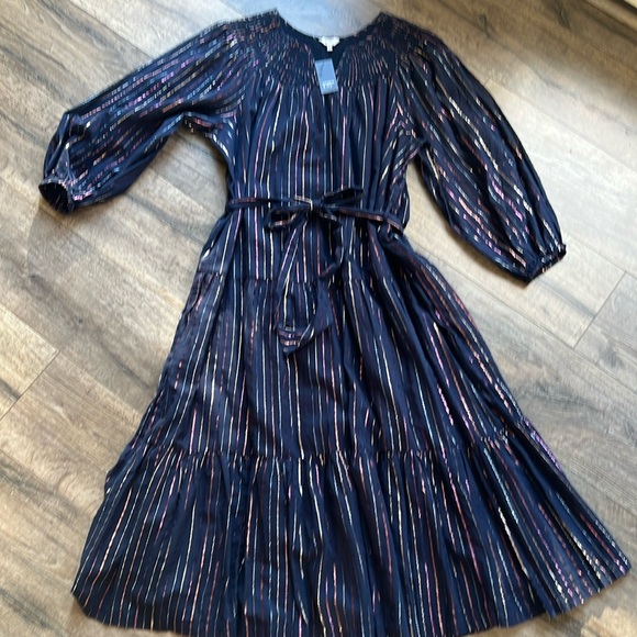 Crown & Ivy Navy Metallic Striped dress - Picture 1 of 8